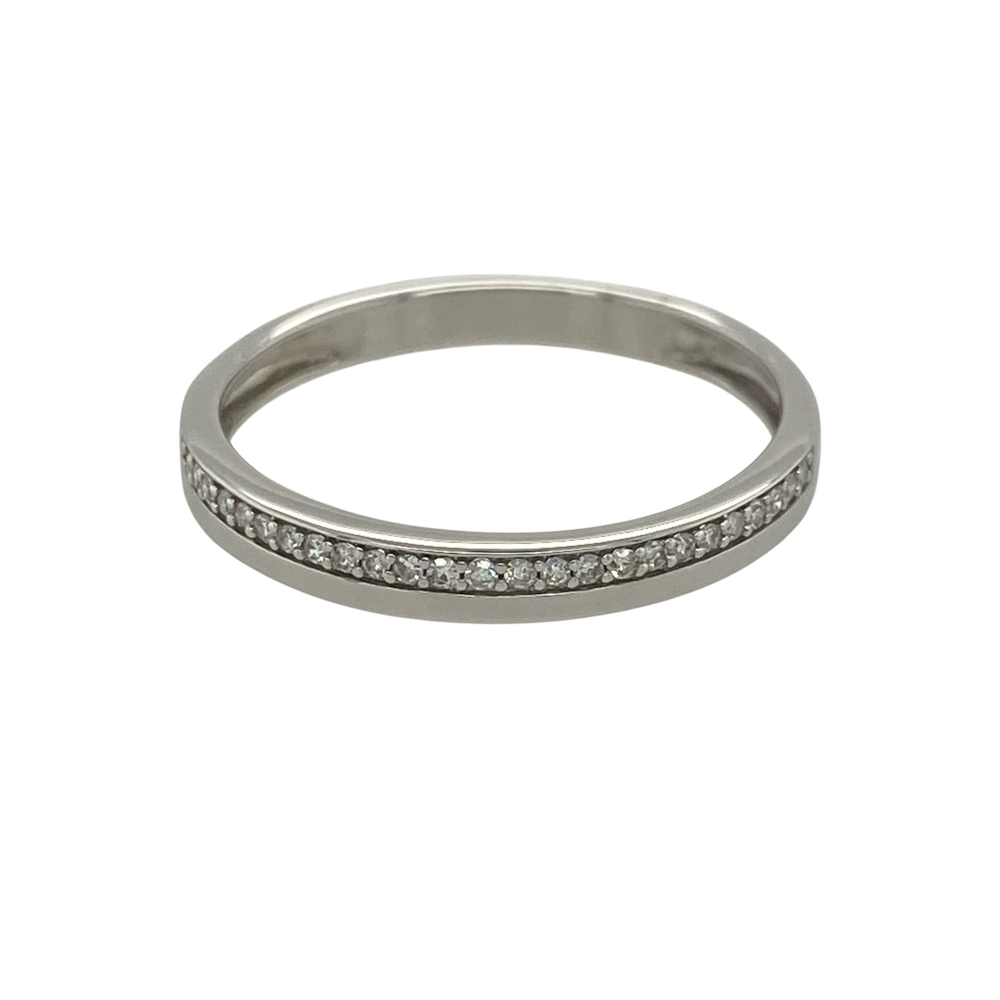 9ct White Gold & Diamond Band Ring
