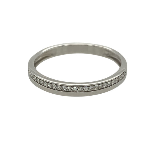 9ct White Gold & Diamond Band Ring