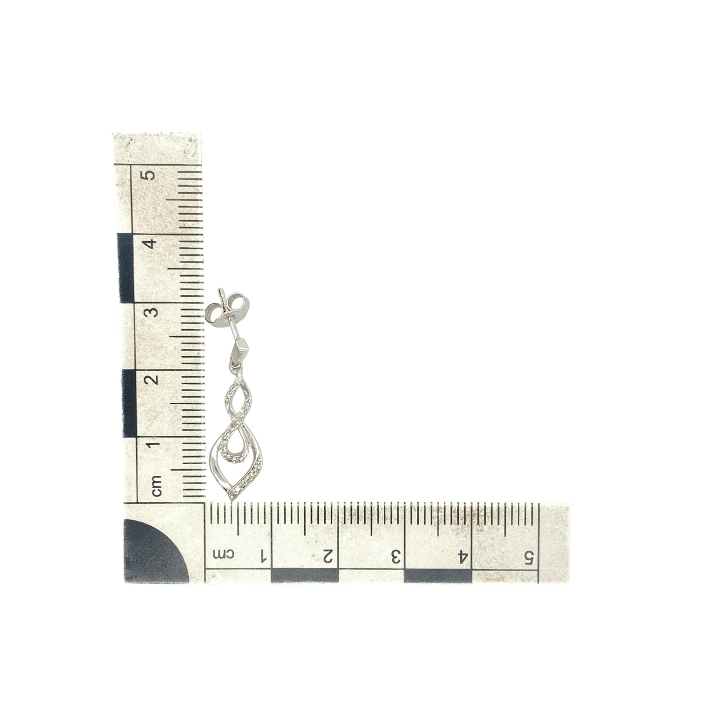 9ct White Gold & Diamond Twist Drop Earrings