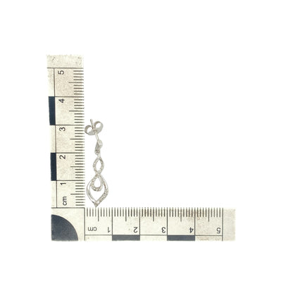 9ct White Gold & Diamond Twist Drop Earrings