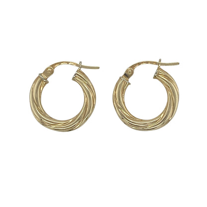 9ct Gold Twisted Hoop Creole Earrings