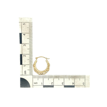 9ct Gold Patterned Creole Earrings