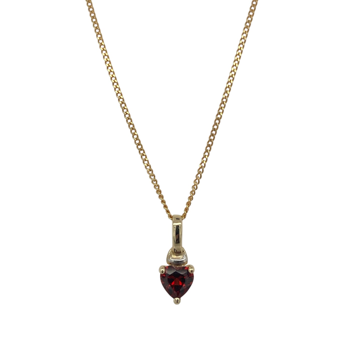 9ct Gold & Garnet Heart 16" Necklace
