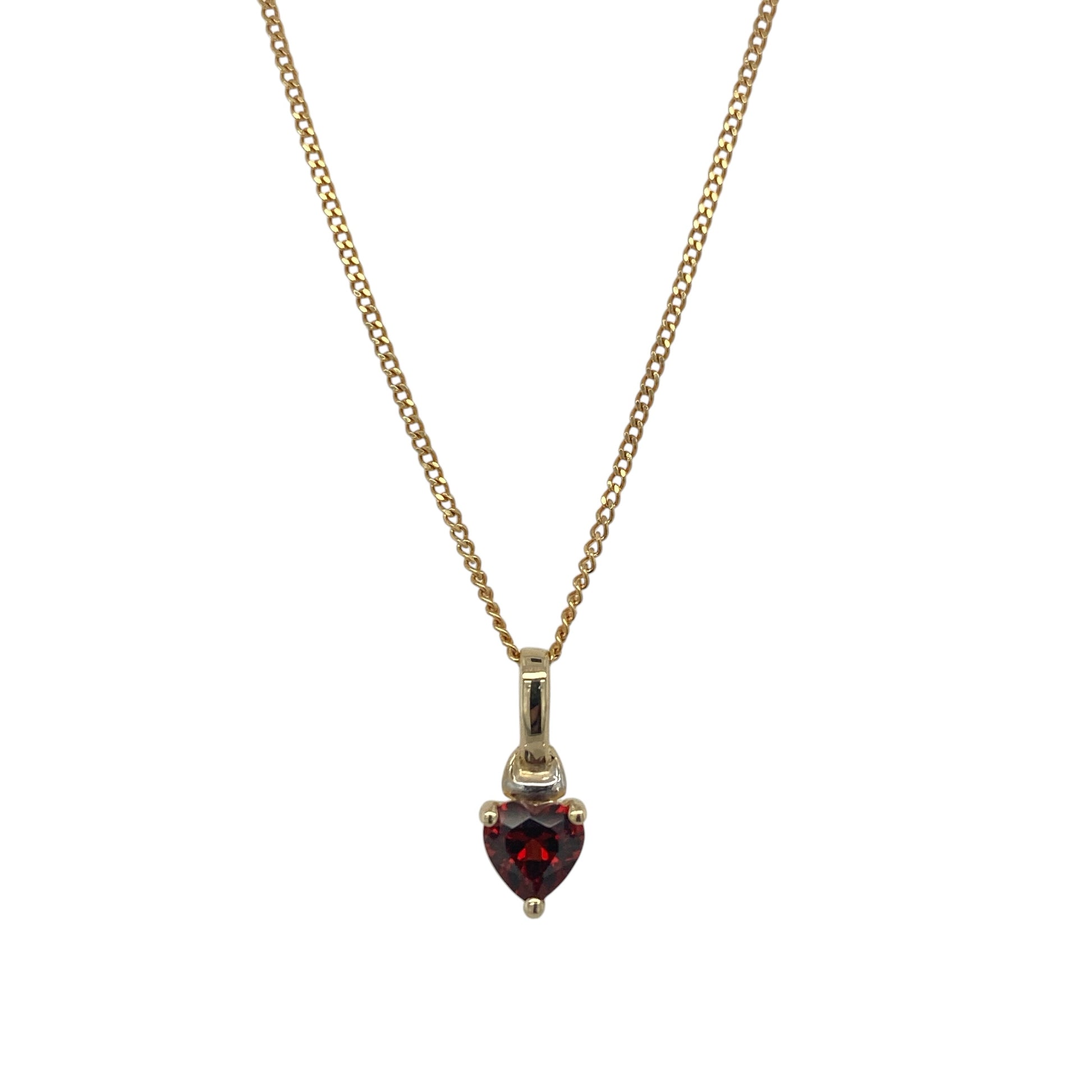9ct Gold & Garnet Heart 16" Necklace