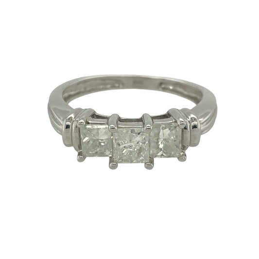 14ct White Gold & Diamond Trilogy Ring