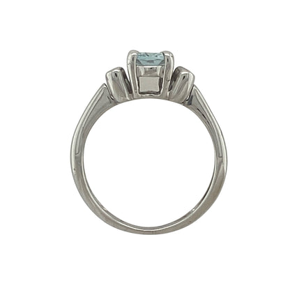 18ct White Gold Diamond & Aqua Ring