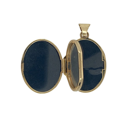 9ct Gold & Diamond Patterned Oval Locket