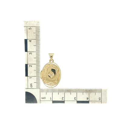 9ct Gold & Diamond Patterned Oval Locket
