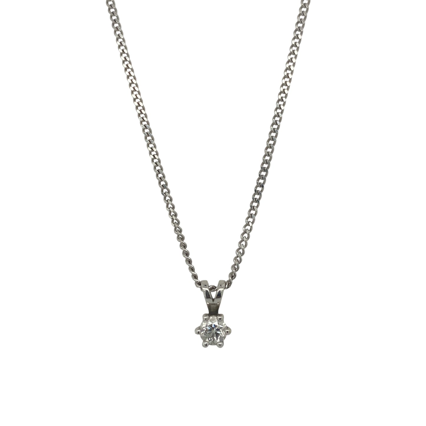 18ct White Gold & Diamond Solitaire 16" Necklace