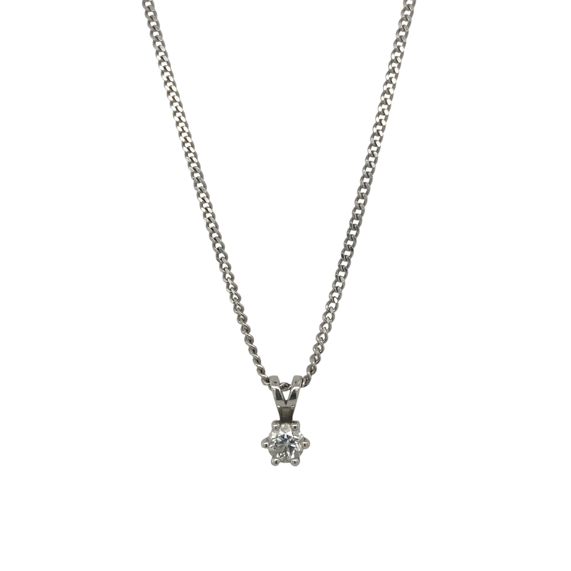 18ct White Gold & Diamond Solitaire 16" Necklace