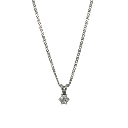 18ct White Gold & Diamond Solitaire 16" Necklace