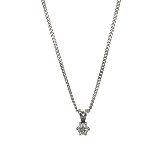 18ct White Gold & Diamond Solitaire 16" Necklace