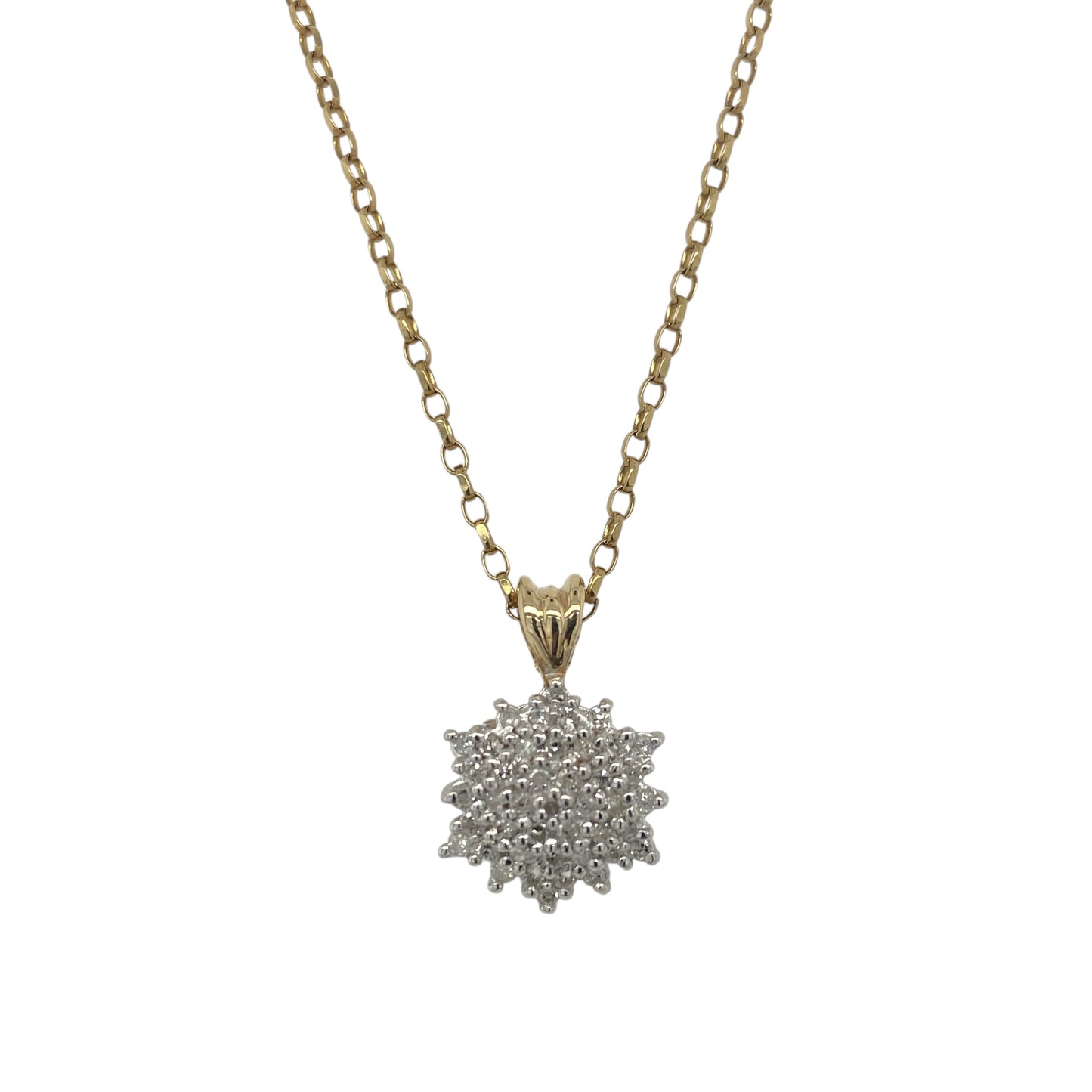 9ct Gold & Diamond Cluster 18" Necklace