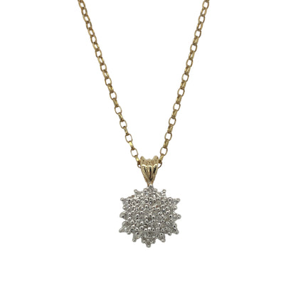 9ct Gold & Diamond Cluster 18" Necklace