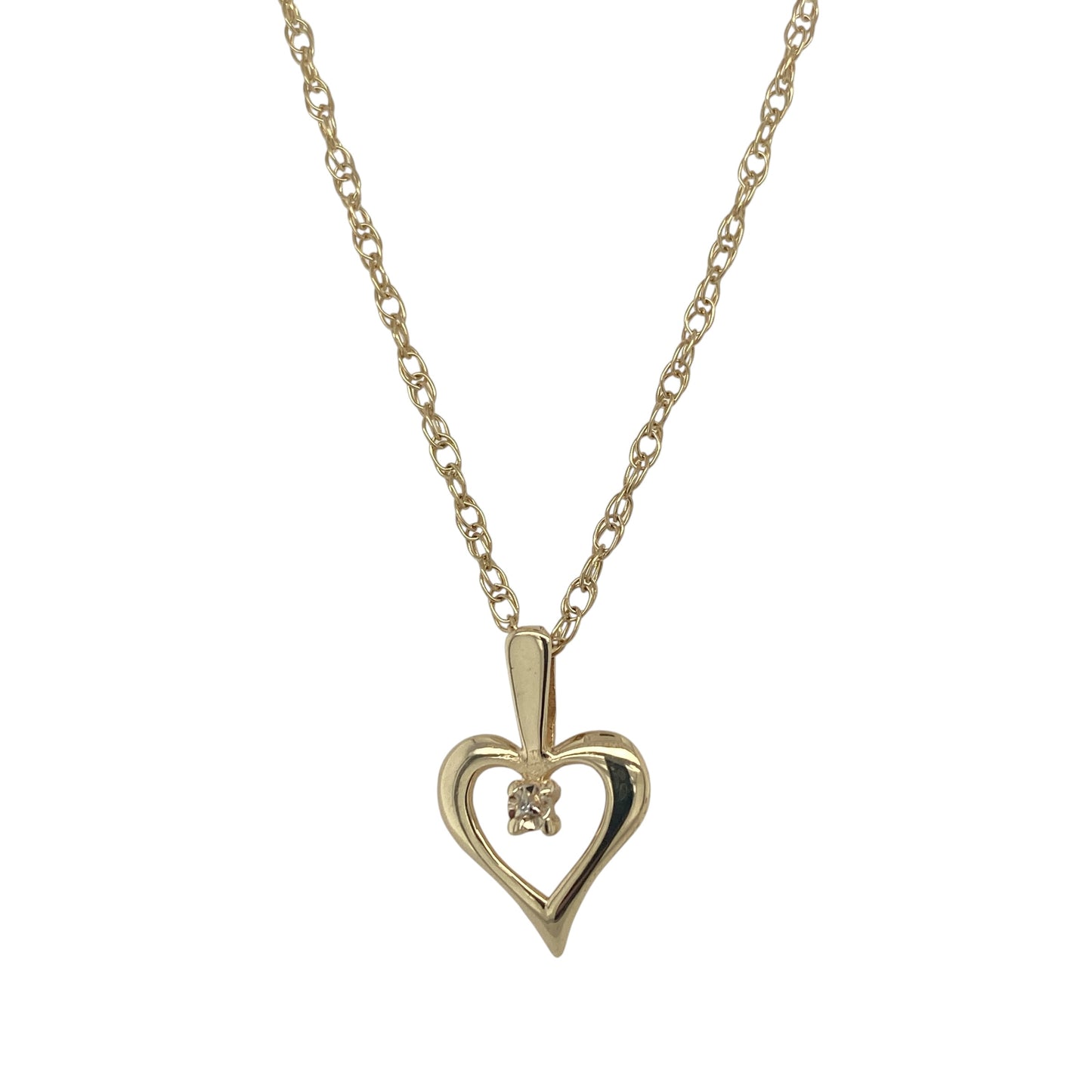 9ct Gold & Diamond Open Heart 18" Necklace