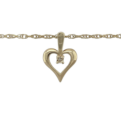 Celebrate love and elegance with this pre-owned 9ct yellow gold diamond open heart pendant necklace. Featuring a graceful open heart design accented with sparkling diamonds, this delicate necklace combines timeless symbolism with classic gold craftsmanship.

Design: The necklace showcases an elegant open heart pendant, symbolising love, affection, and cherished connections. Diamond detailing adds a touch of brilliance, enhancing the graceful curves of the heart design.
