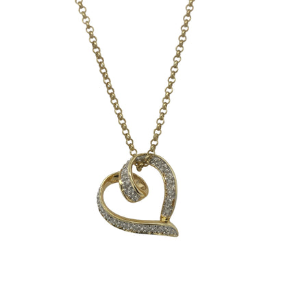 9ct Gold & Diamond Open Heart 20" Necklace
