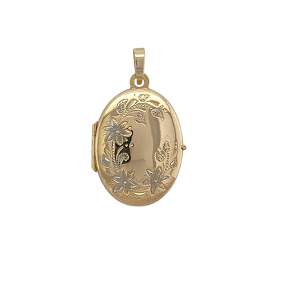 9ct Gold Flower Patterned Oval Locket