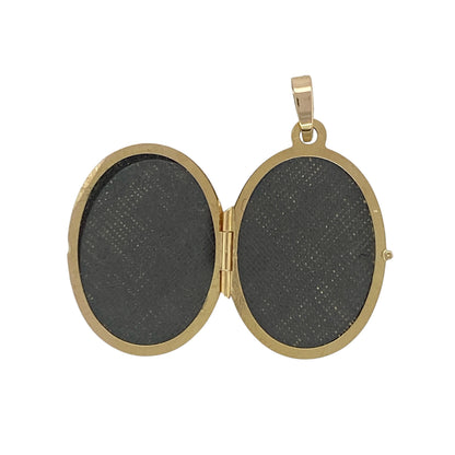 9ct Gold Flower Patterned Oval Locket