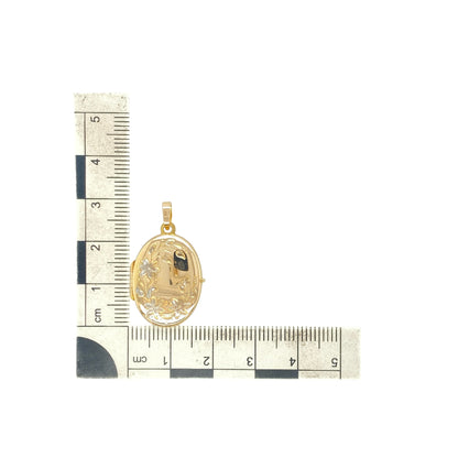 9ct Gold Flower Patterned Oval Locket