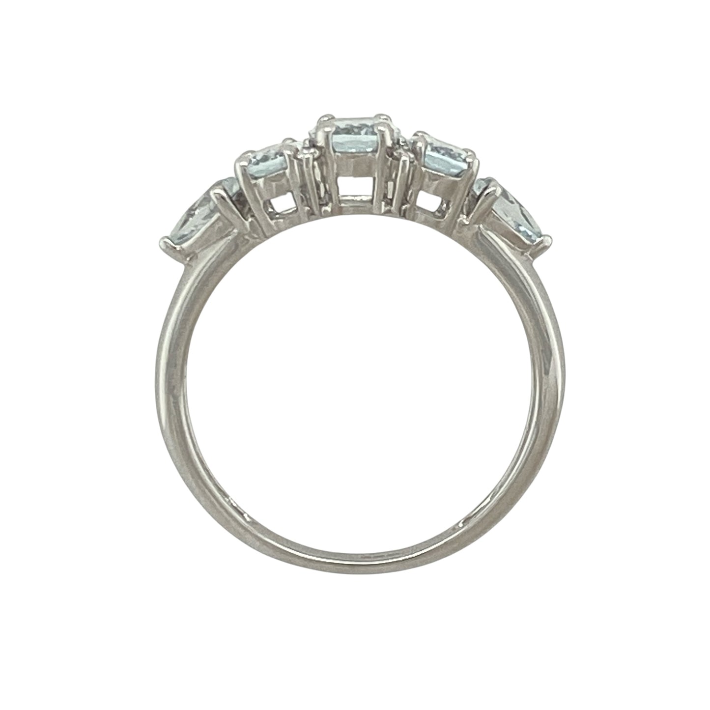 9ct White Gold Diamond & Aqua Band Ring