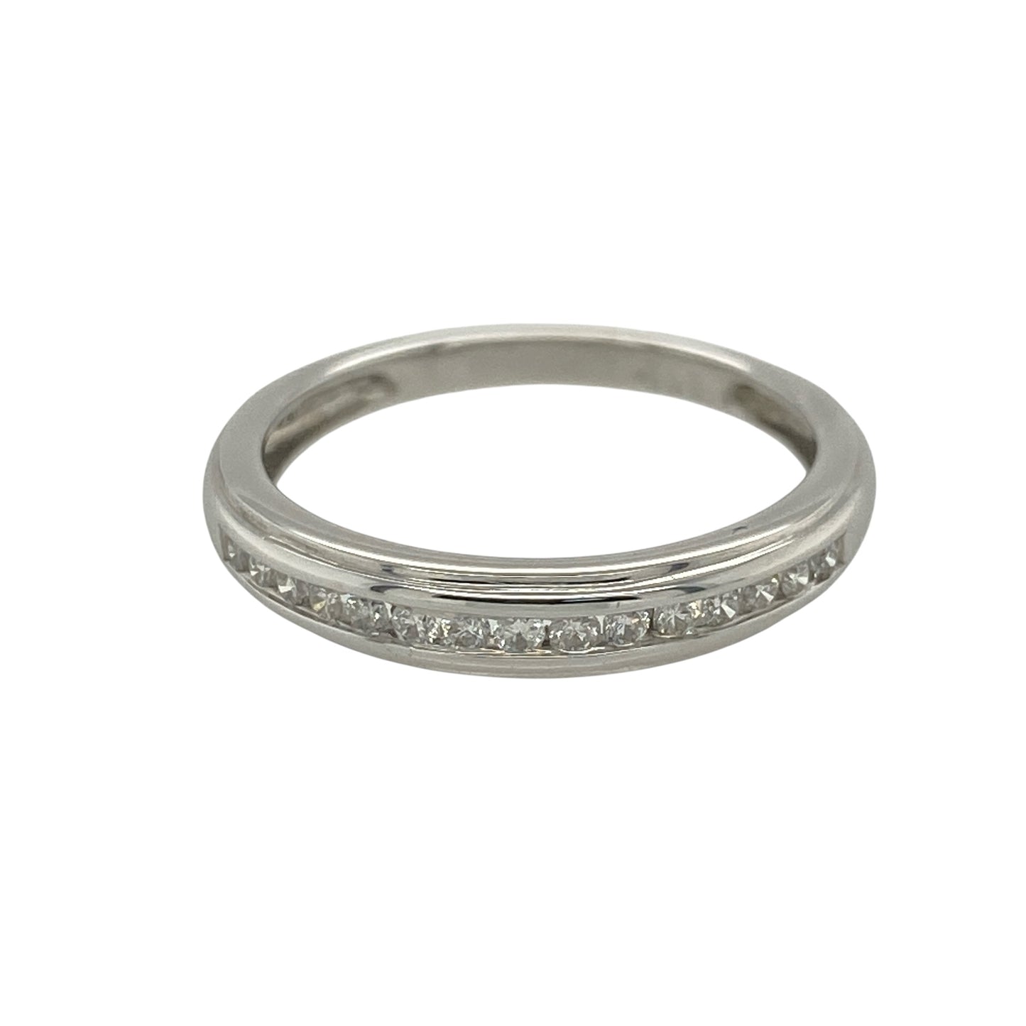 9ct White Gold & Diamond Band Ring