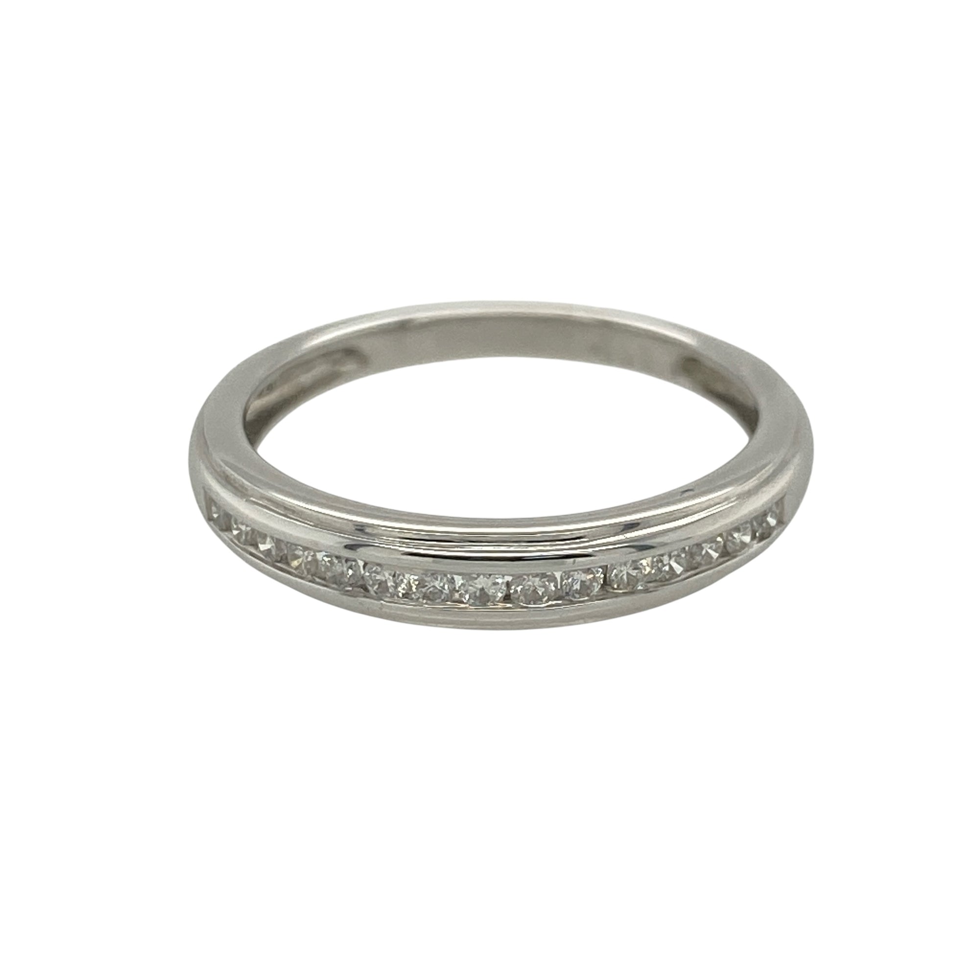 9ct White Gold & Diamond Band Ring