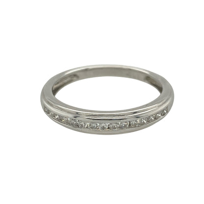 9ct White Gold & Diamond Band Ring