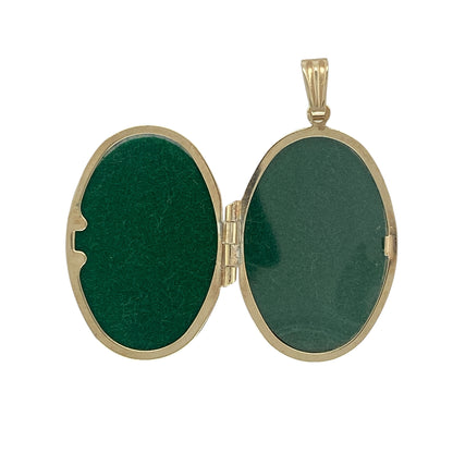 9ct Gold & Diamond Patterned Oval Locket