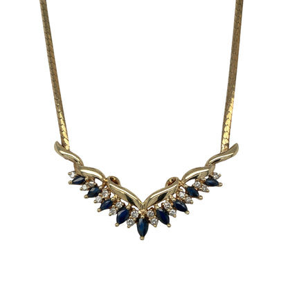 9ct Gold Diamond & Sapphire 16" Necklace