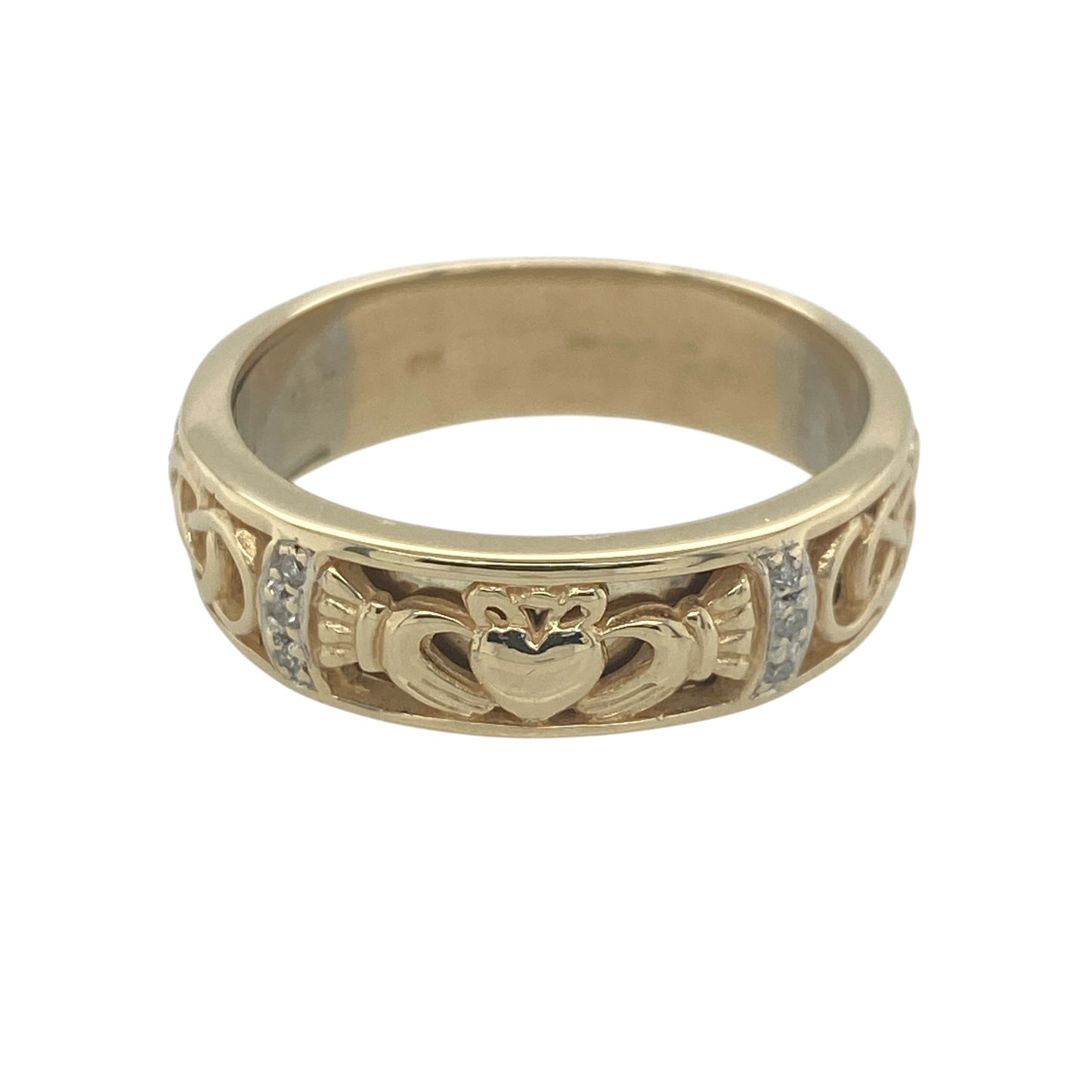 9ct Gold & Diamond Claddagh Band Ring