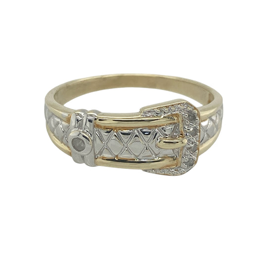 9ct Gold & Diamond Buckle Ring
