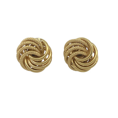 Add a touch of timeless elegance to your jewellery collection with these pre-owned 9ct yellow gold knot stud earrings. Featuring a classic knot design and crafted in warm yellow gold, these versatile earrings are perfect for everyday wear and special occasions alike.

Design: The earrings showcase a traditional knot motif measuring approximately 12mm in diameter.