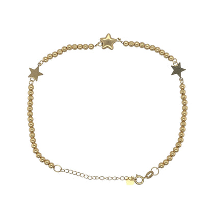 9ct Gold 7" - 8" Ball and Star Bracelet