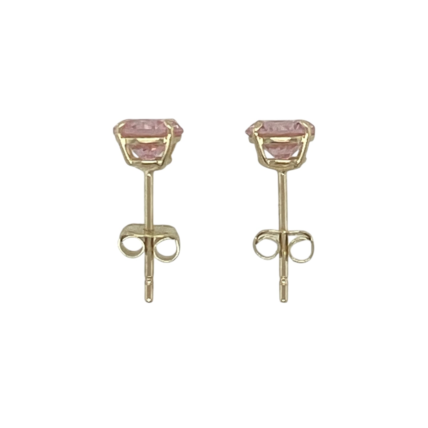 9ct Gold & Pink Round Stone Stud Earrings
