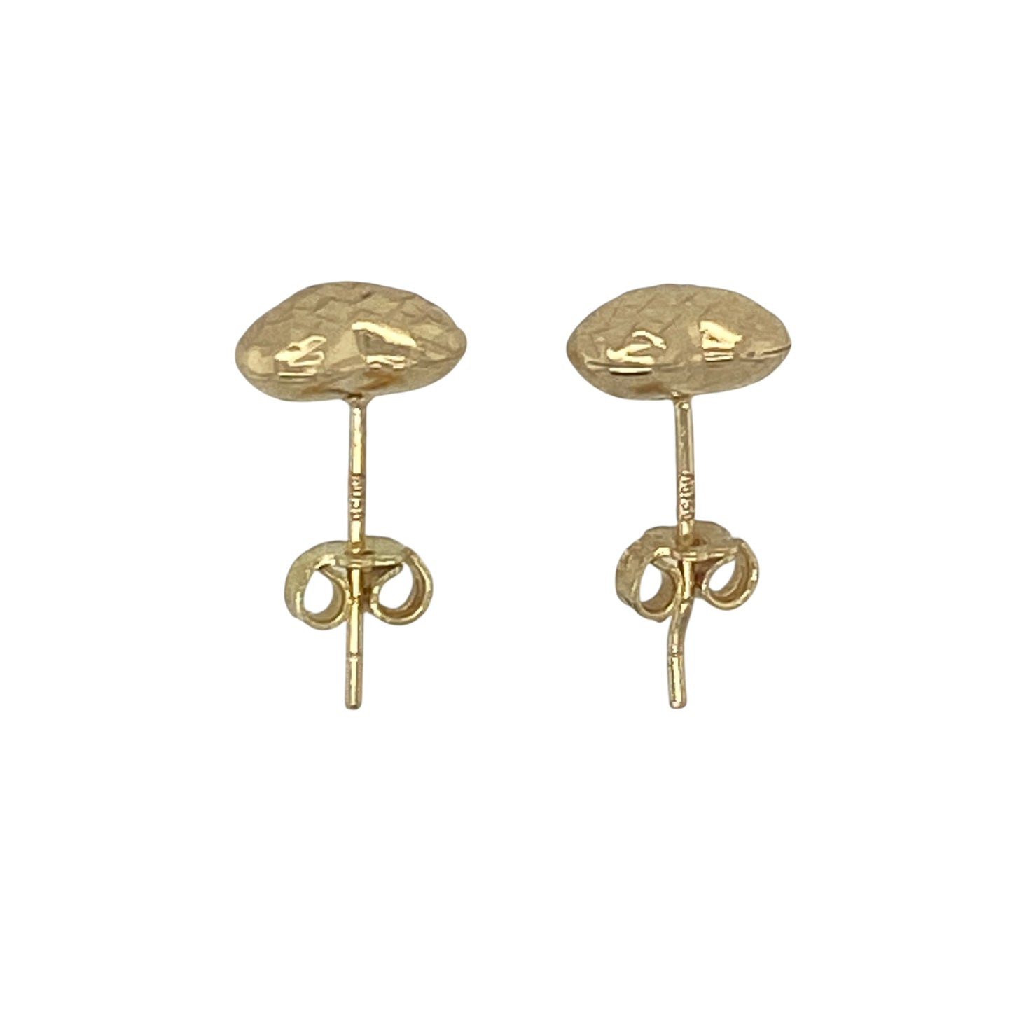 9ct Gold Patterned Heart Stud Earrings