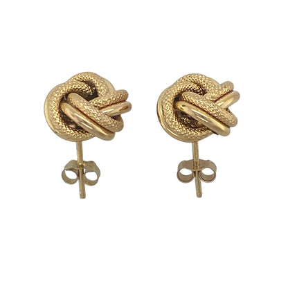 9ct Gold 11mm Patterned Knot Stud Earrings