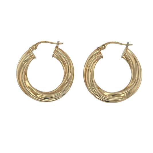 9ct Gold Twisted Hoop Creole Earrings
