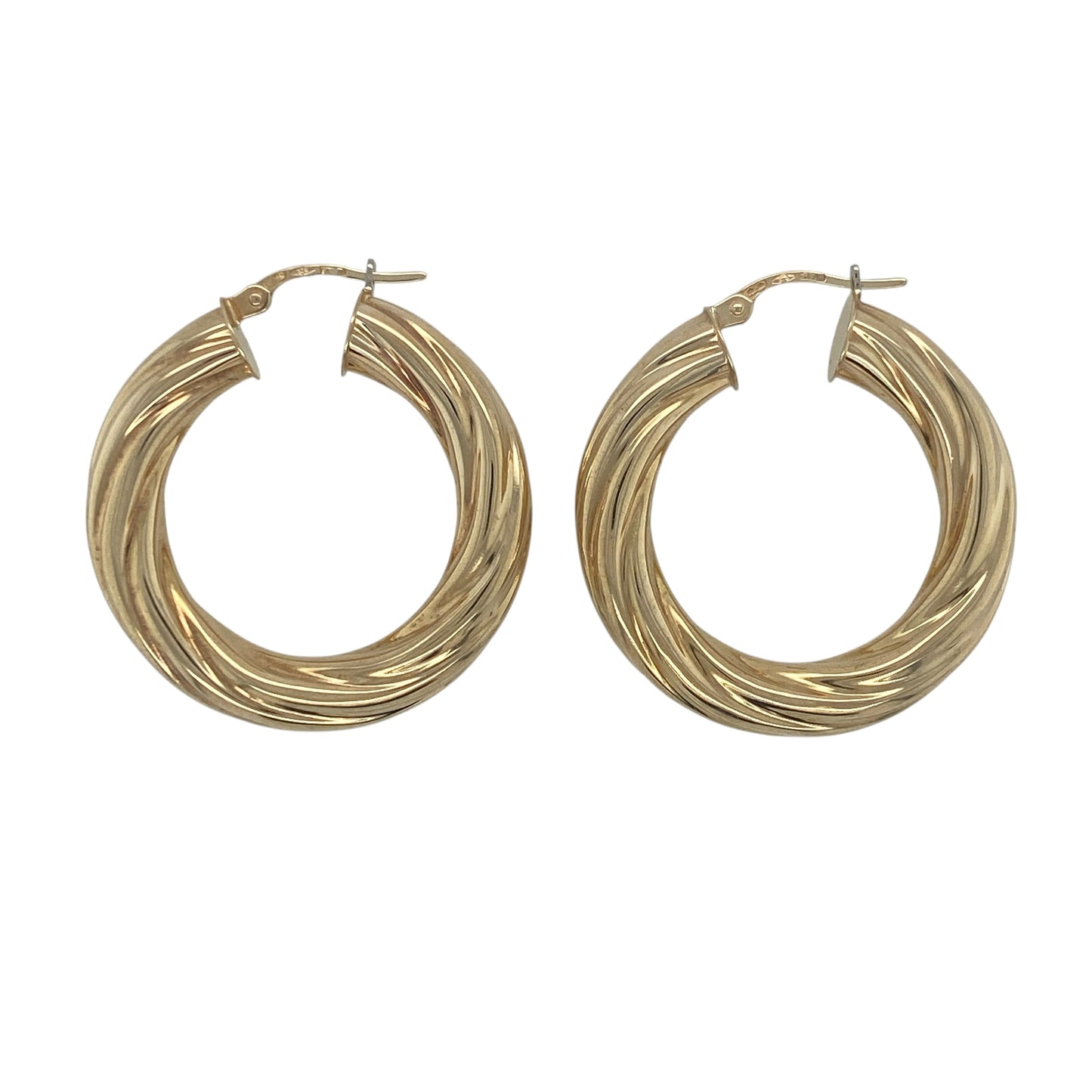9ct Gold Twisted Hoop Creole Earrings