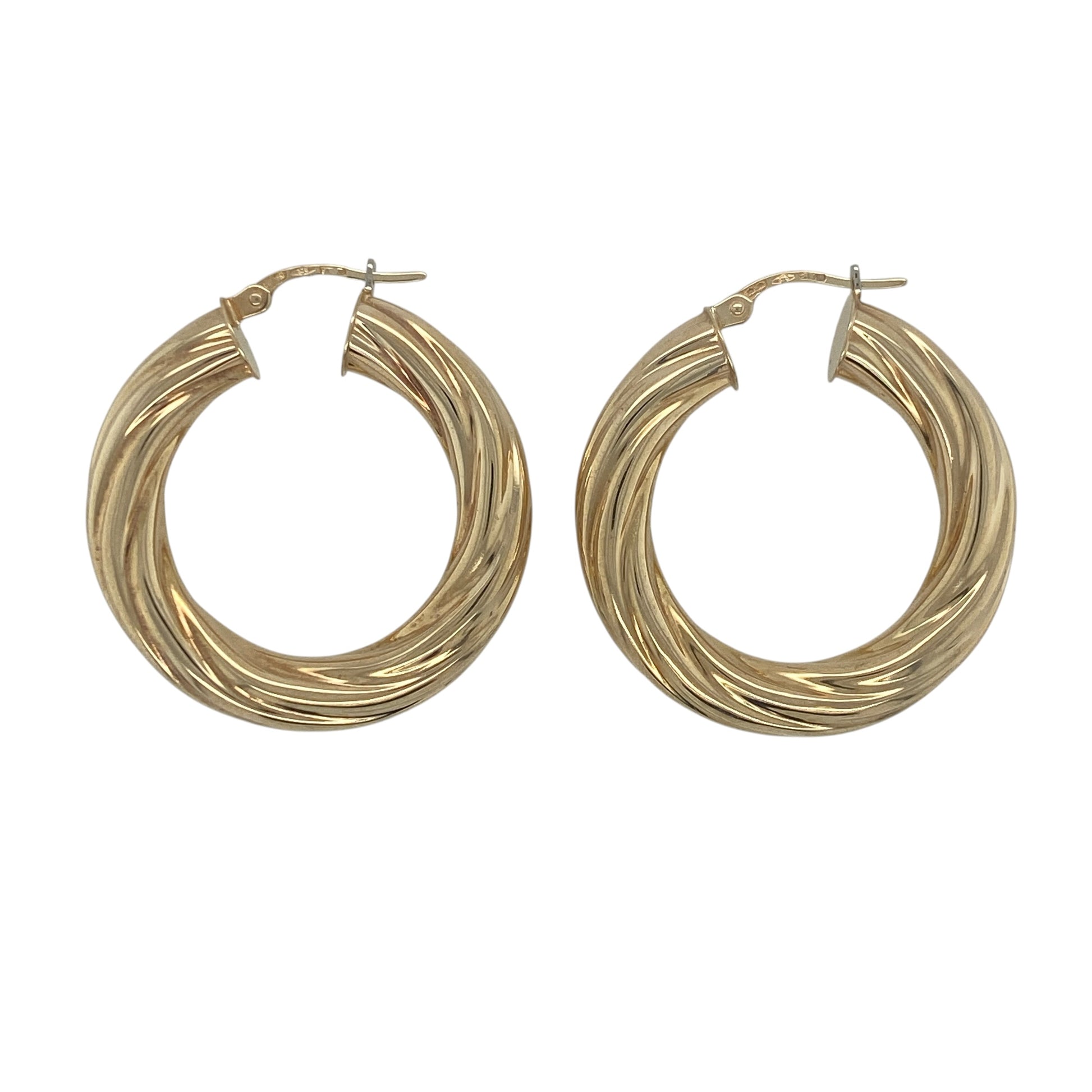 9ct Gold Twisted Hoop Creole Earrings