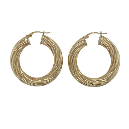9ct Gold Twisted Hoop Creole Earrings