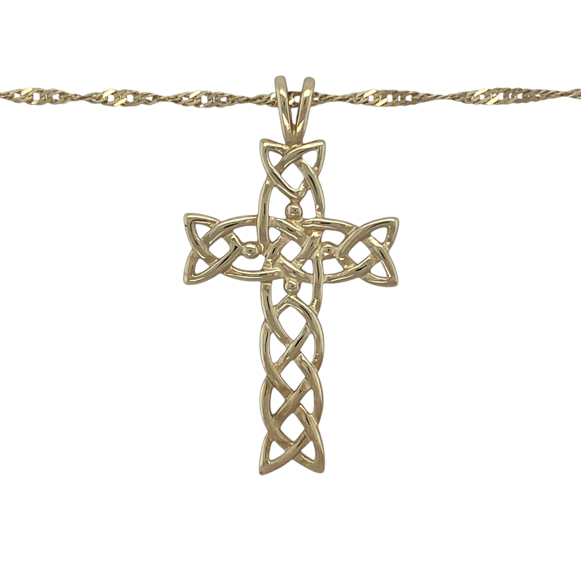 Celebrate faith and Celtic heritage with this pre-owned 9ct yellow gold open Celtic cross pendant necklace. Beautifully crafted with intricate openwork detailing, this elegant piece combines meaningful symbolism with timeless gold craftsmanship.

Design: The necklace features a classic open Celtic cross pendant measuring approximately 3.6cm in length, including the bail.