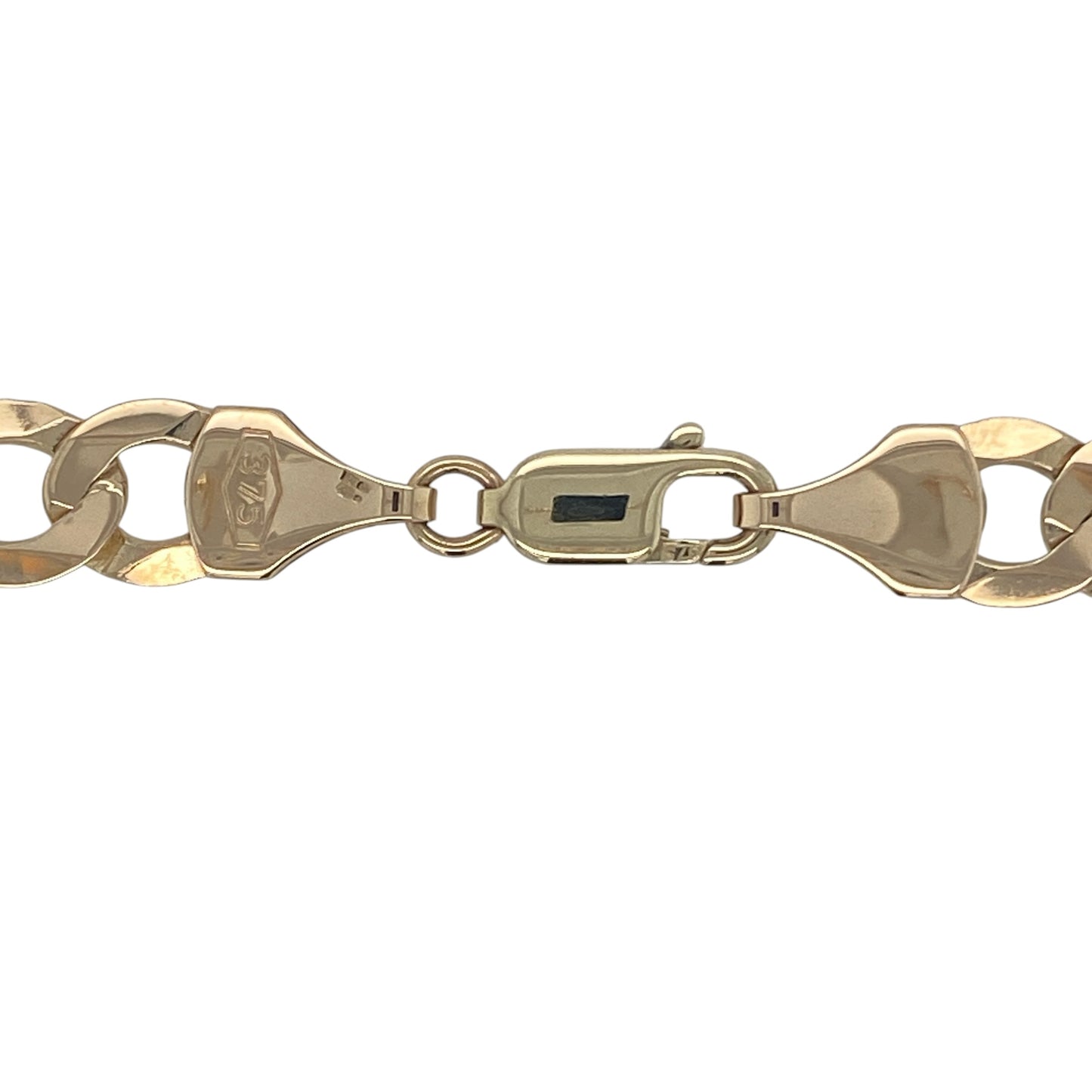 Make a powerful statement with this pre-owned 9ct yellow gold curb chain. Featuring substantial 8mm-wide links, an impressive weight, and a longer 22-inch length, this bold chain is designed for those who appreciate classic styling with exceptional presence.

Design: The chain showcases the iconic curb link pattern, with broad interlocking flattened links that create a smooth, uniform appearance.