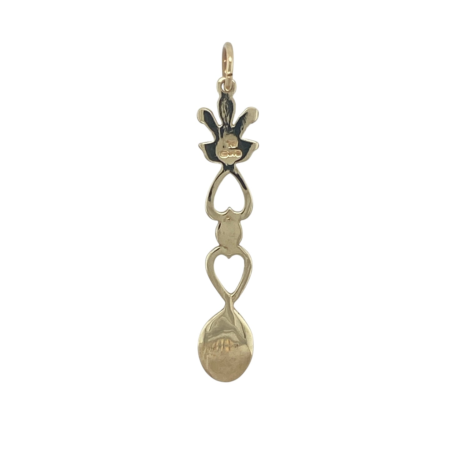 Celebrate Welsh heritage and tradition with this charming pre-owned 9ct yellow gold Welsh Three Feathers heart lovespoon pendant. Beautifully combining two iconic Welsh symbols, this meaningful piece is a wonderful expression of love, loyalty, and national pride.

Design: The pendant features a traditional Welsh lovespoon design incorporating a heart motif and the famous Welsh Three Feathers emblem.