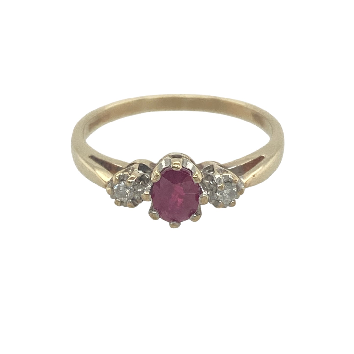 9ct Gold Diamond & Ruby Trilogy Ring