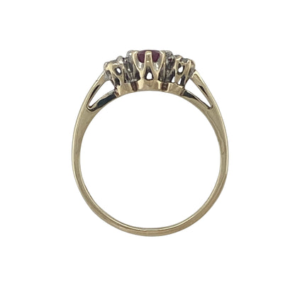 9ct Gold Diamond & Ruby Trilogy Ring