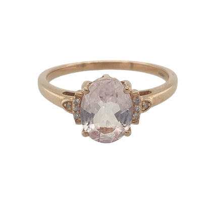 9ct Gold Diamond & Morganite Ring