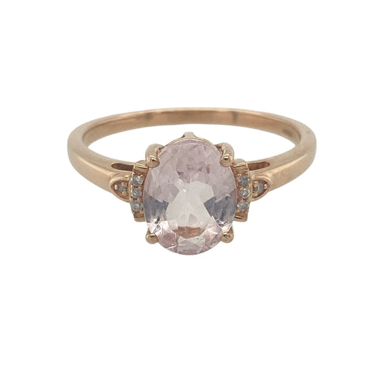 9ct Gold Diamond & Morganite Ring