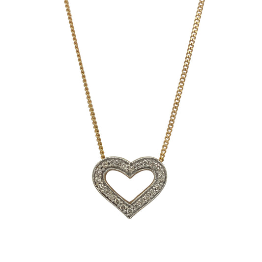 9ct Gold & Diamond Open Heart 18" Necklace