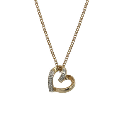 9ct Gold & Diamond Open Heart 18" Necklace